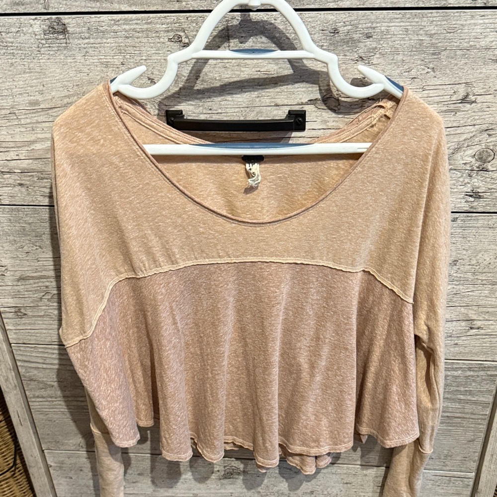 Free People Beige/Pink Long Sleeve Top
